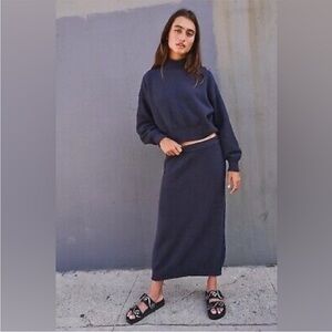 Free people Hailee skirt/seater set in navy